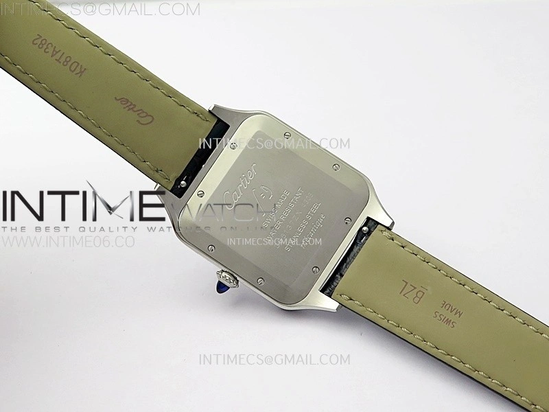 Santos Dumont 46.6mm SS F1F Best Edition Silver Dial on Blue Leather Strap Quartz